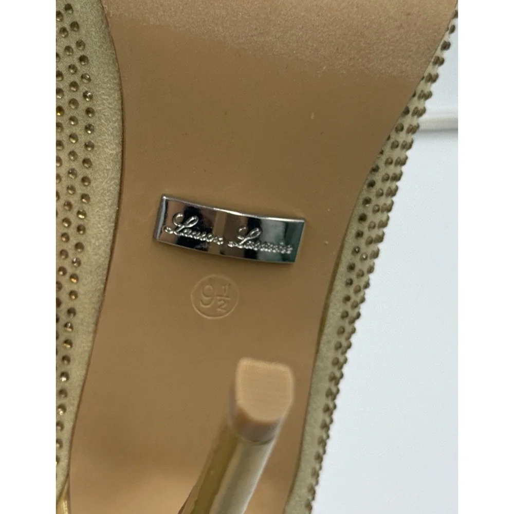 Lauren Lorraine Dori Pump Heels Bronze Gold Crystals Pointed Toe Size 9.5 New - Picture 6 of 10